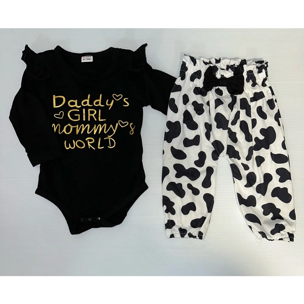 PatPat Outfit Set Baby Girl Size 9-12M Black/White Daddy’s Girl Mommy’s World